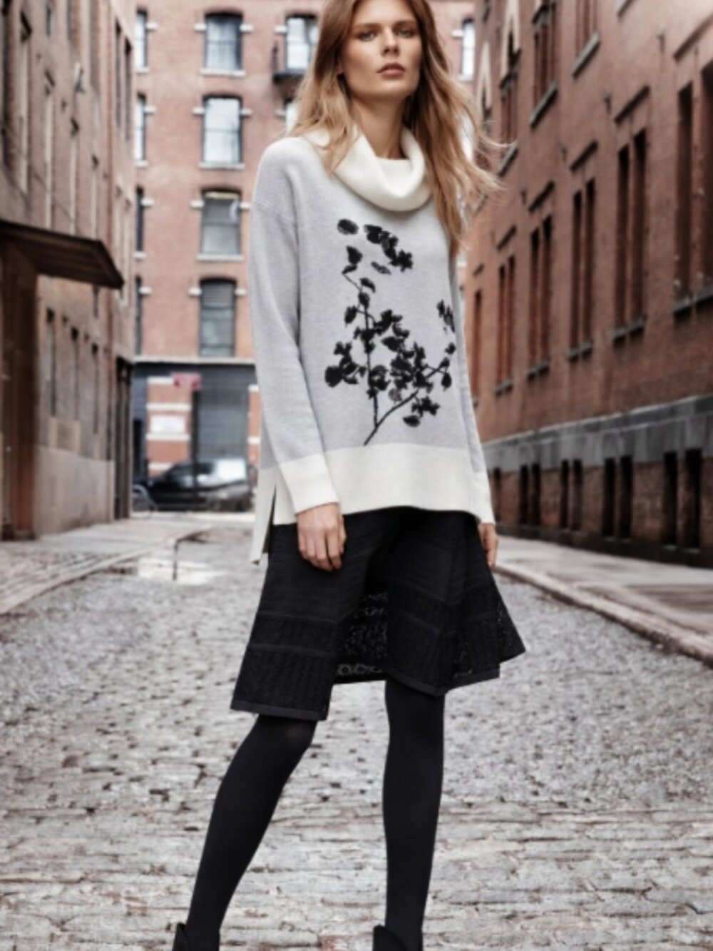 Diane Von Furstenberg Ahiga Shadow Branches Cowl-Neck Sweater L $485